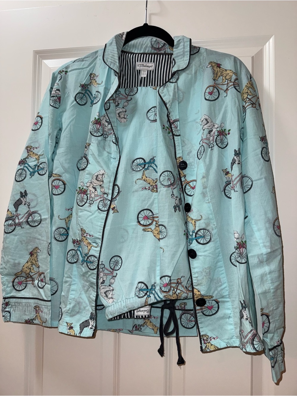 PJ Salvage Women's Light Blue Dog Bicycle Print set